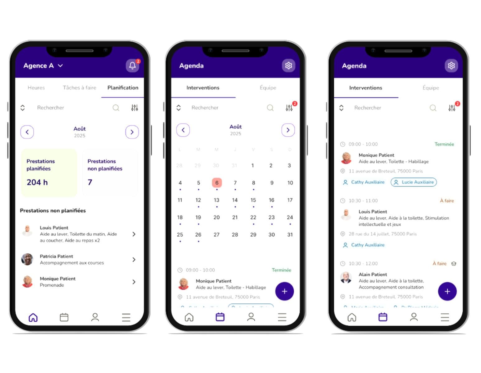 Screenshot of the mobile health application