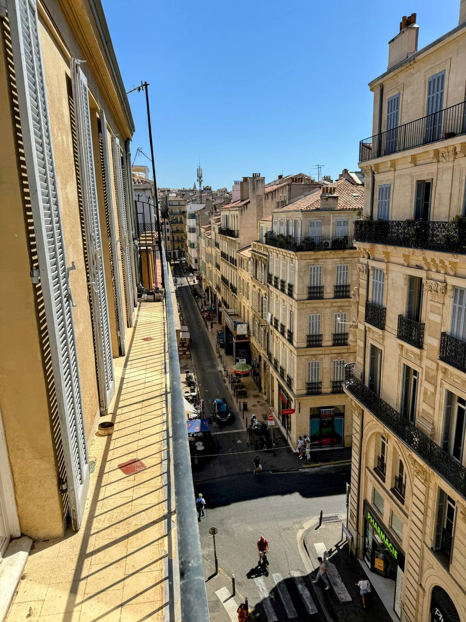 The balcony looking onto a Marseille street