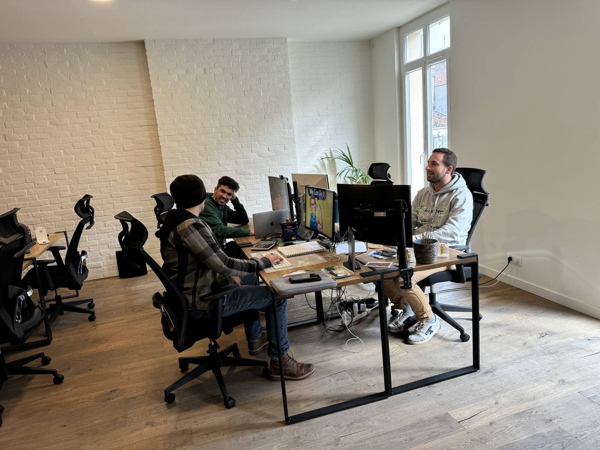 People at work in the open space